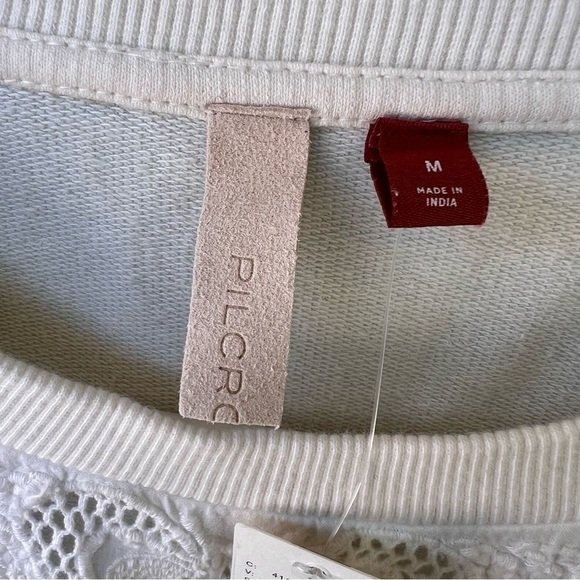 ANTHROPOLOGIE PILCRO WASHED EYELET SWEATSHIRT IVORY SIZE MEDIUM NWT - Picture 10 of 13